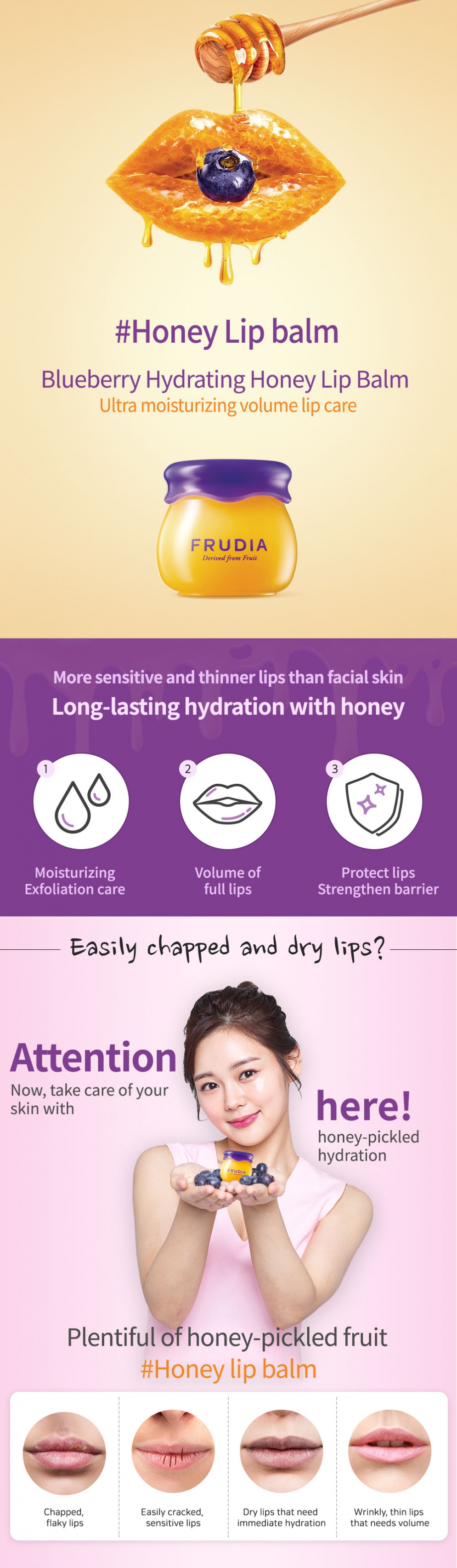 [Frudia] Blueberry Hydrating Honey Lip Balm 10ml