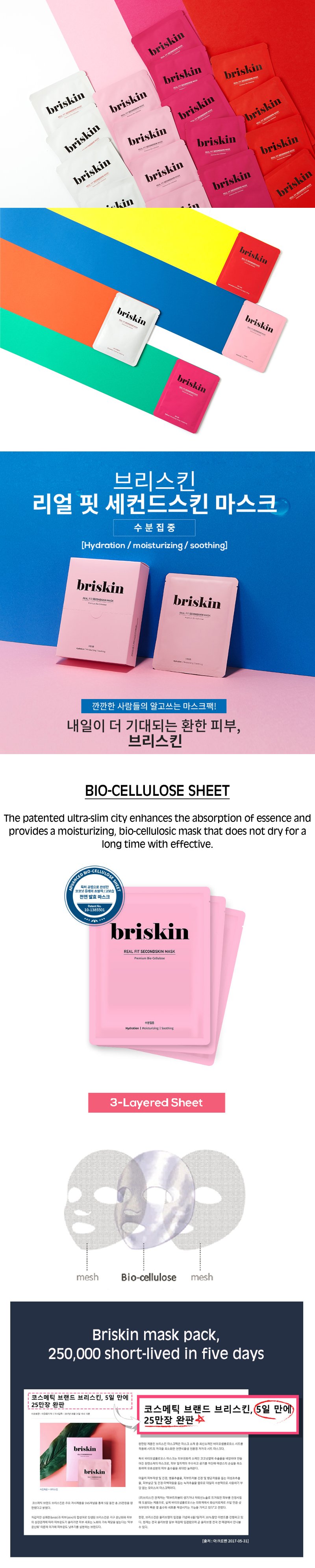 [Briskin] Real Fit Second Skin Mask (Anti Wrinkle & Firmness) 10ea