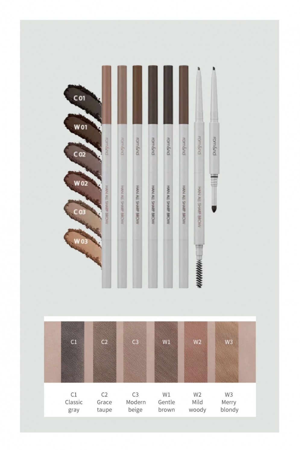 [rom&nd] Han All Sharp Brow (6 Colors)