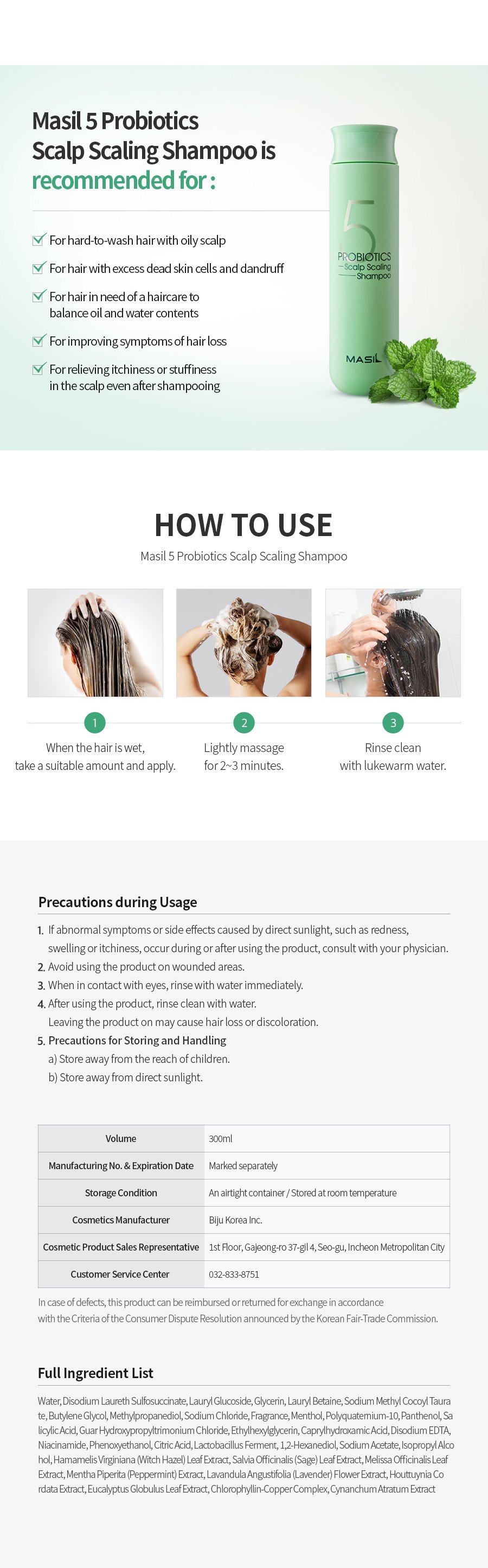 [Masil] 5 Probiotics Scalp Scaling Shampoo 150ml