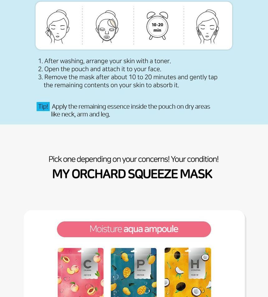 [Frudia] My Orchard Squeeze Mask 10ea (6 Type)