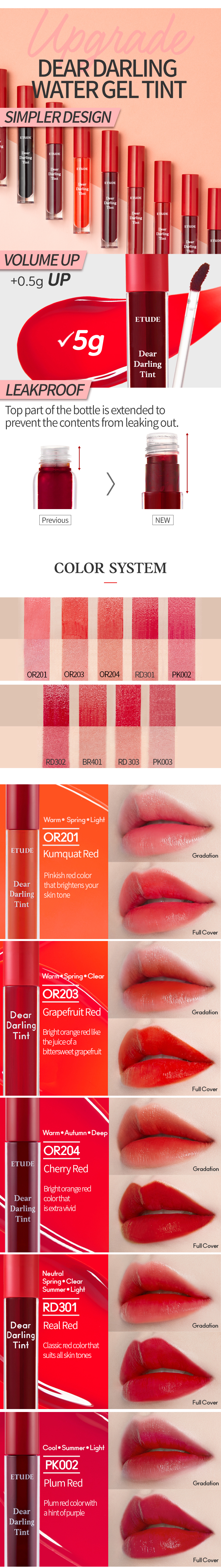 [ETUDE] Dear Darling Water Gel Tint (9 Colors)