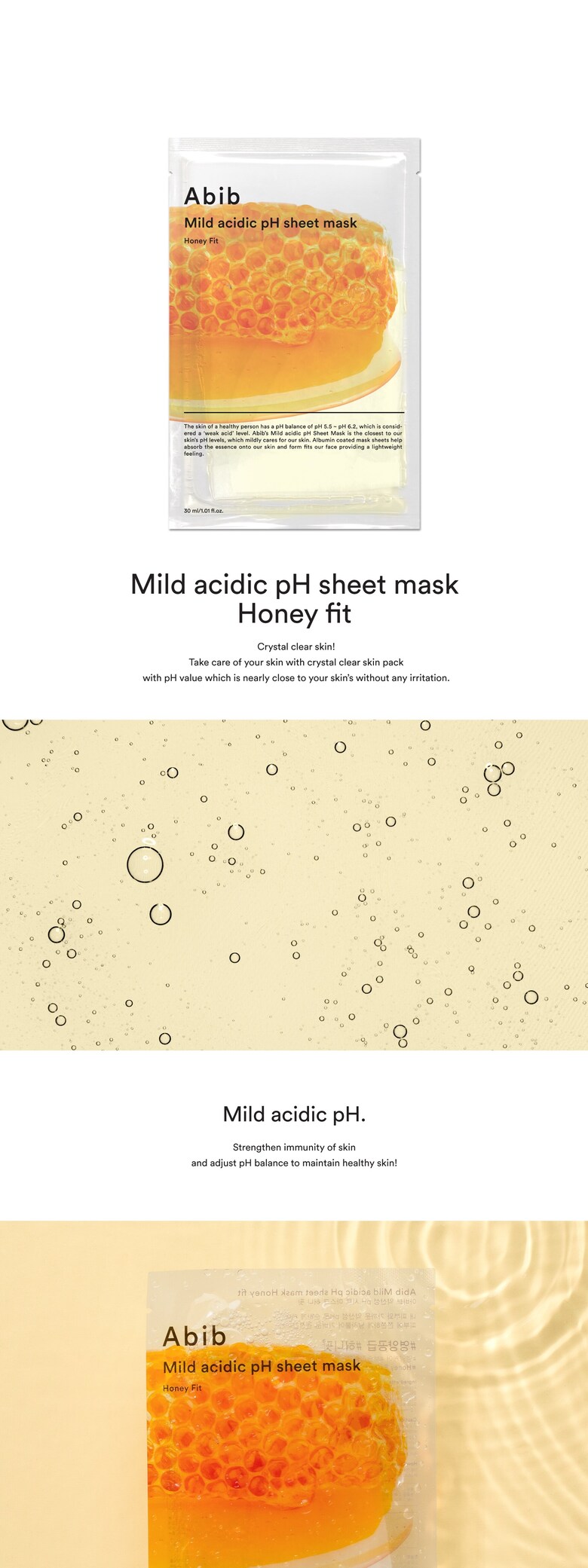 [Abib] Mild Acidic pH Sheet Mask Honey Fit (1ea)