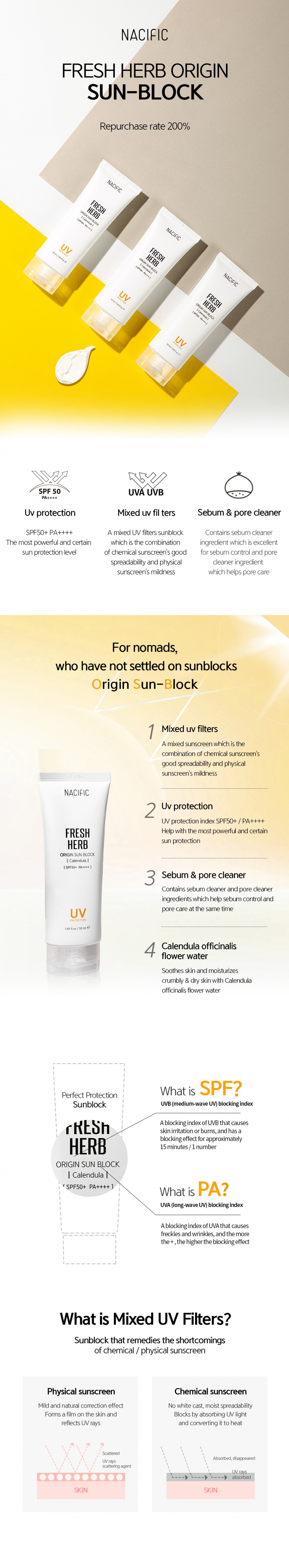 [Nacific] Fresh Herb Origin Sunblock 50ml (Calendula)