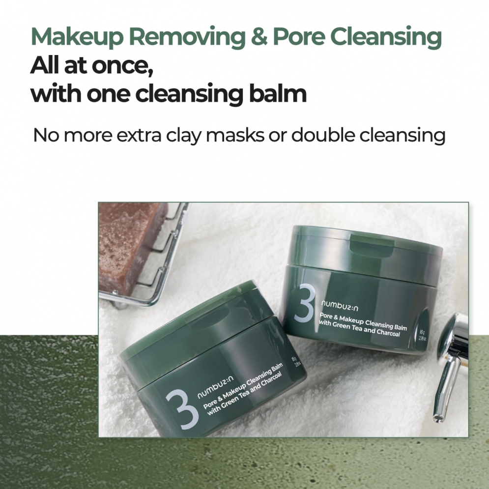 [Numbuzin] No.3 Pore & Makeup Cleansing Balm with Green Tea and Charcoal 85g