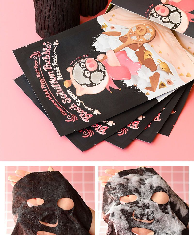 [Elizavecca] Witch Piggy Hell  Black Solution Bubble Serum Mask Pack 5pcs