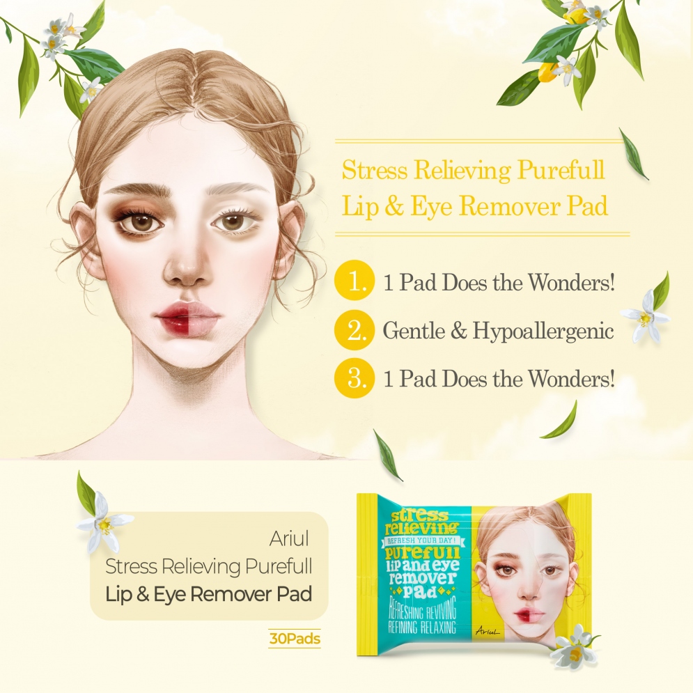 [Ariul] Stress Relieving Purefull Lip and Eye Remover Pad 30pads