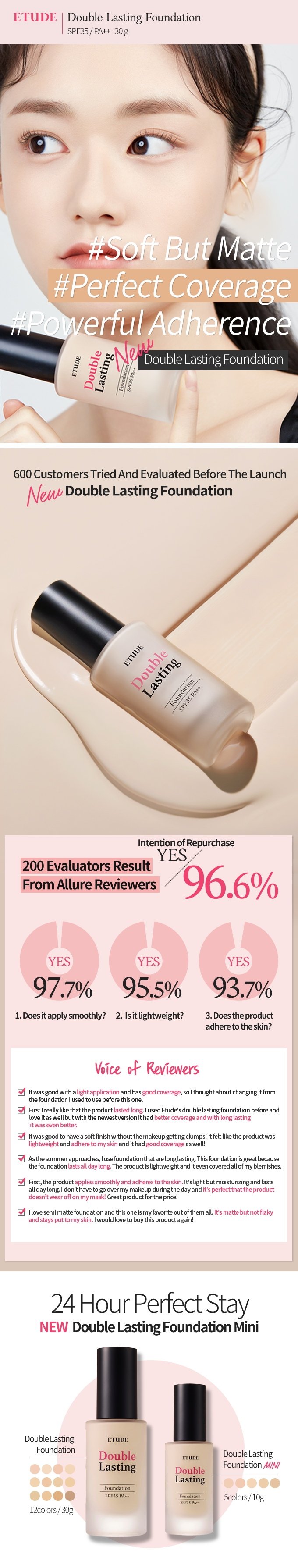 [ETUDE] Double Lasting Foundation #21W1 Beige