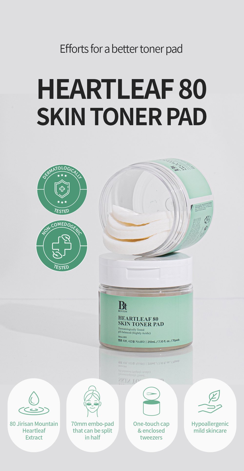 [Benton] Heartleaf 80 Skin Toner Pad (70pads)