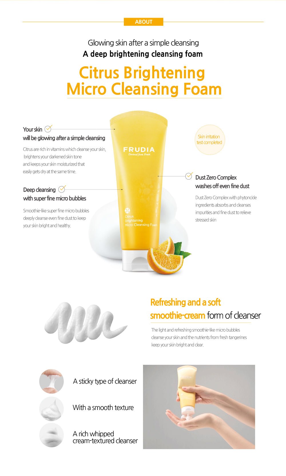 [Frudia] Citrus Brightening Micro Cleansing Foam 145ml