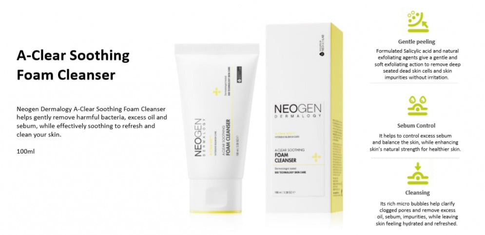 [Neogen] NEOGEN DERMALOGY A-CLEAR Soothing Foam Cleanser 100ml