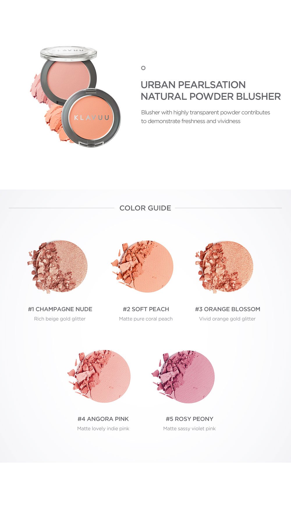 [KLAVUU] Urban Pearlsation Natural Powder Blusher (2 colors)