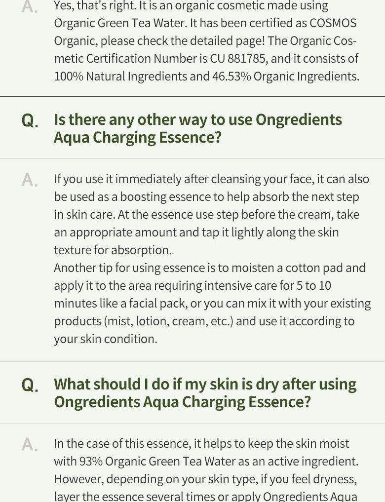 [Ongredients] Aqua Charging Essence 150ml