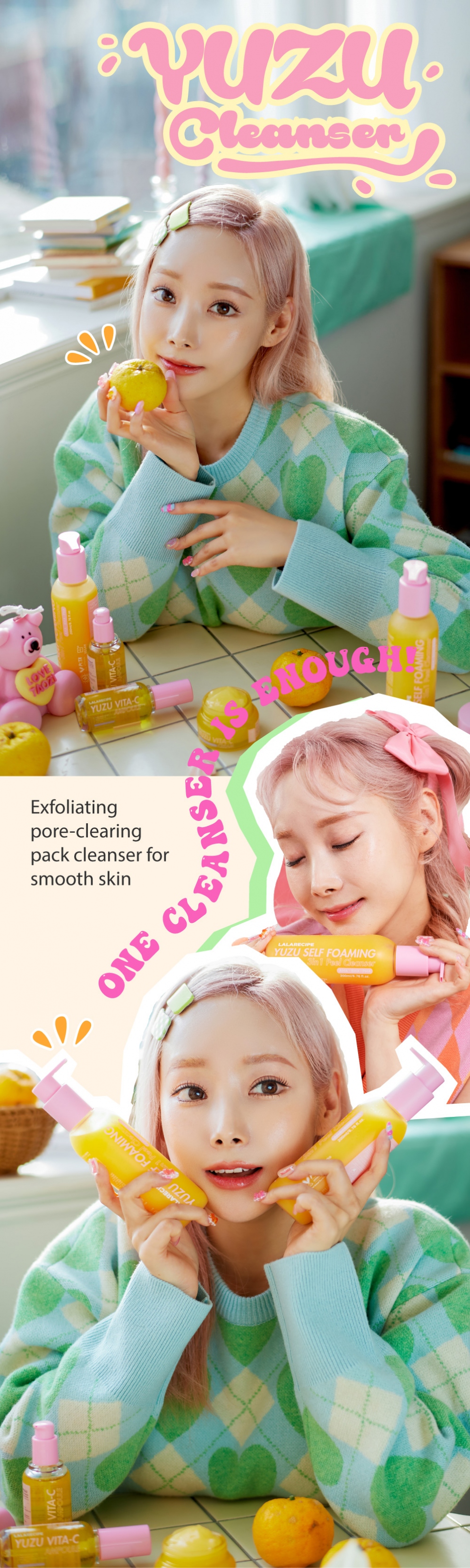 [LALARECIPE] Yuzu Self Foaming  3in1  Cleanser 200ml