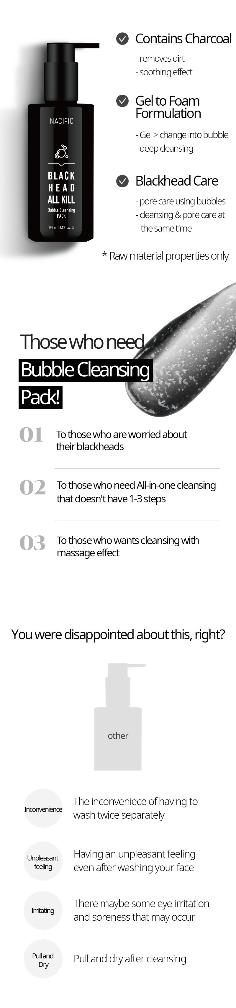 [Nacific] Blackhead All Kill Bubble Cleansing Pack 140ml