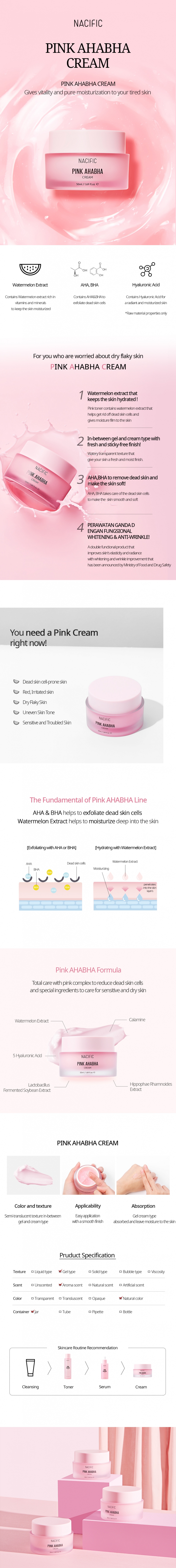 [Nacific] Pink AHA BHA Cream 50ml