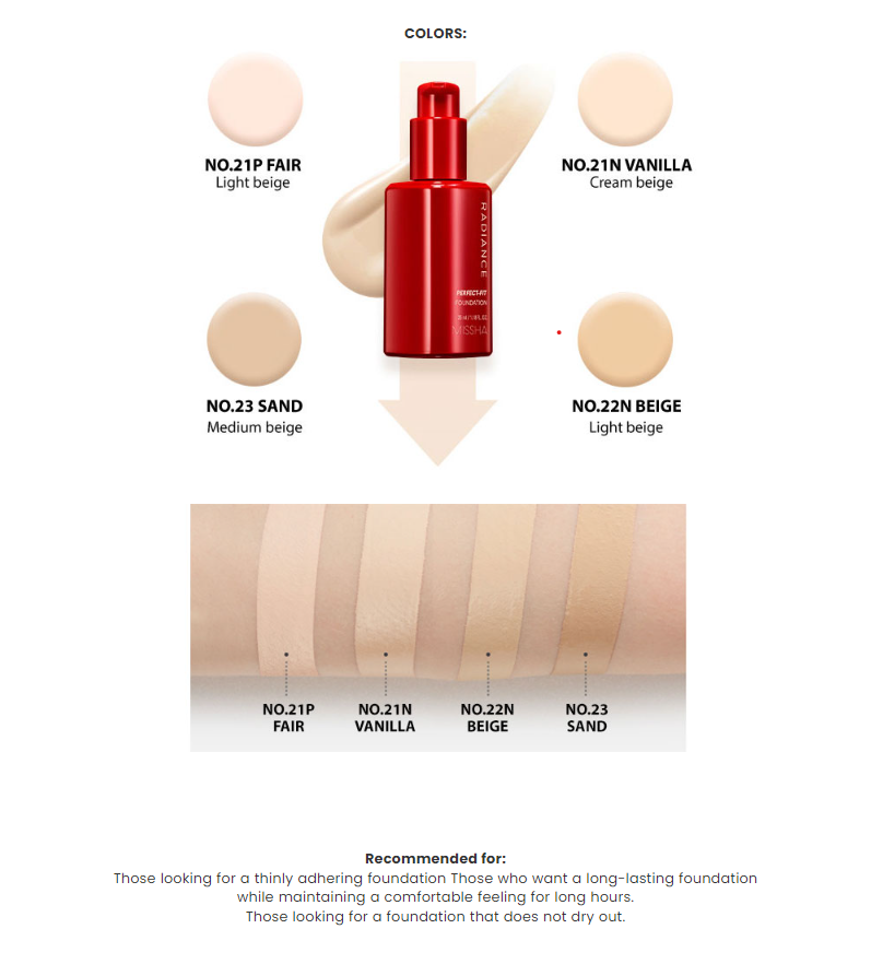 [Missha] Radiance Perfect-Fit Foundation #N23 SPF30 PA++ 35ml