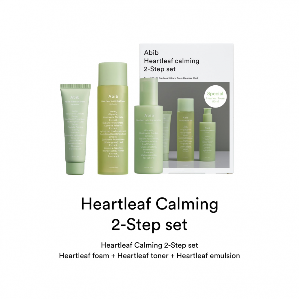 [Abib] Heartleaf Calming 2-step set(Toner 200ml+Emulsion 130ml+ Foam Cleanser 50ml)