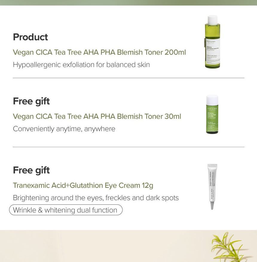 [Mary&May] Vegan CICA Teatree Toner Special Set