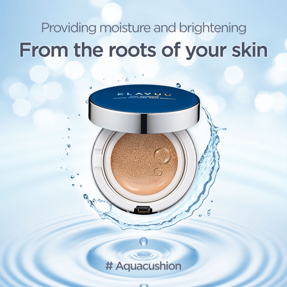 [KLAVUU] Blue Pearlsation High Coverage Marine Collagen Aqua Cushion (2 Colors)