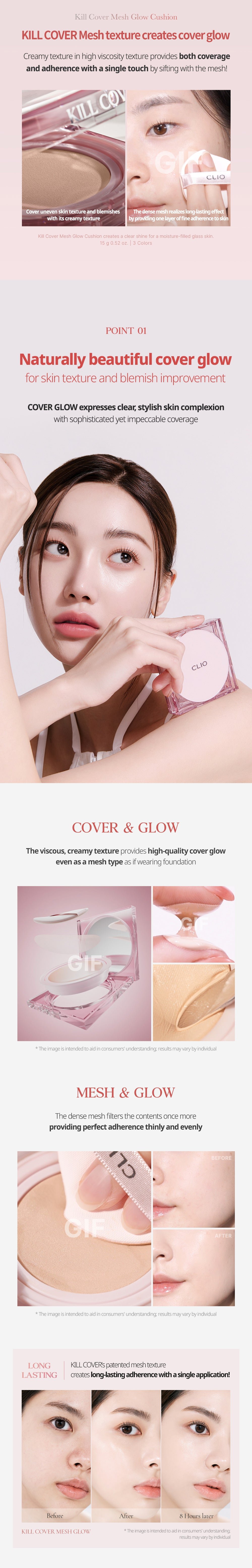 [CLIO] Kill Cover Mesh Glow Cushion Set (+Refill) (3 colors)