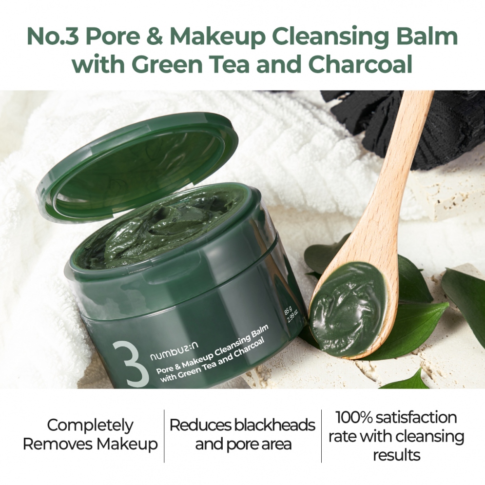 [Numbuzin] No.3 Pore & Makeup Cleansing Balm with Green Tea and Charcoal 85g