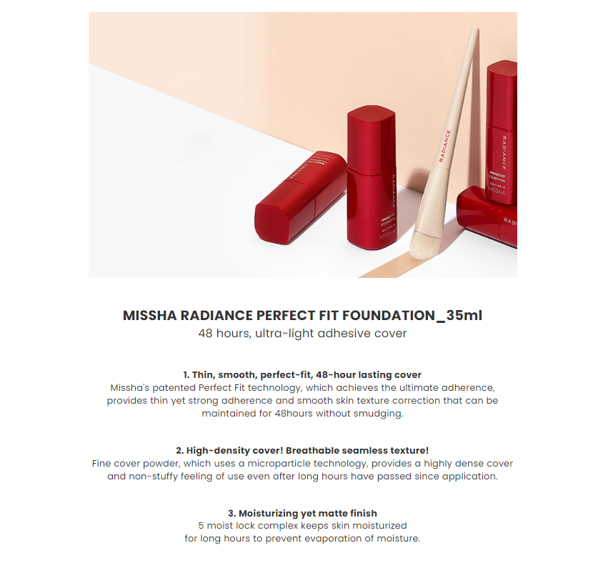 [Missha] Radiance Perfect-Fit Foundation #N23 SPF30 PA++ 35ml