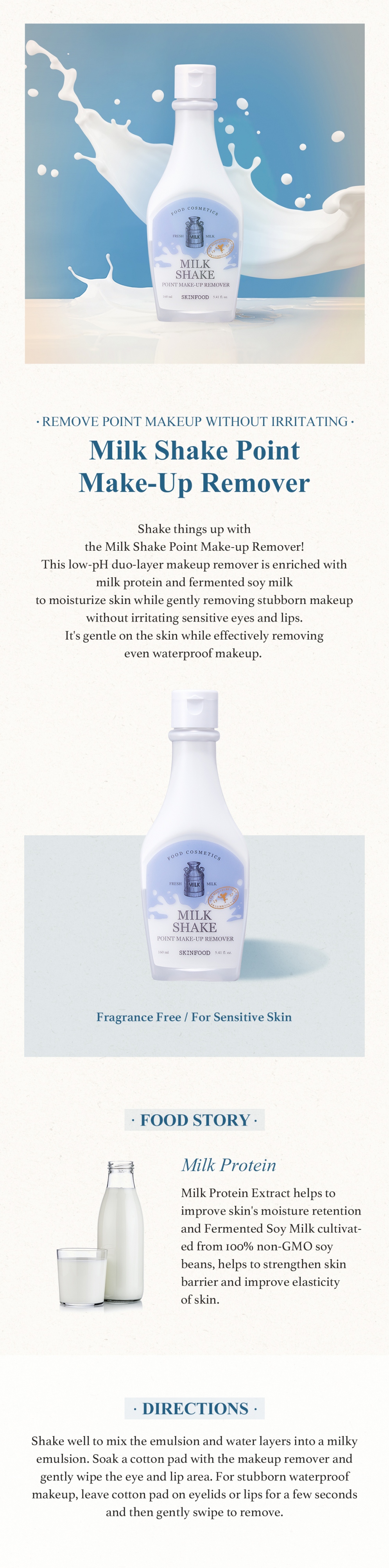 [Skinfood]	*Renewal* Milk Shake Point Makeup Remover 160ml