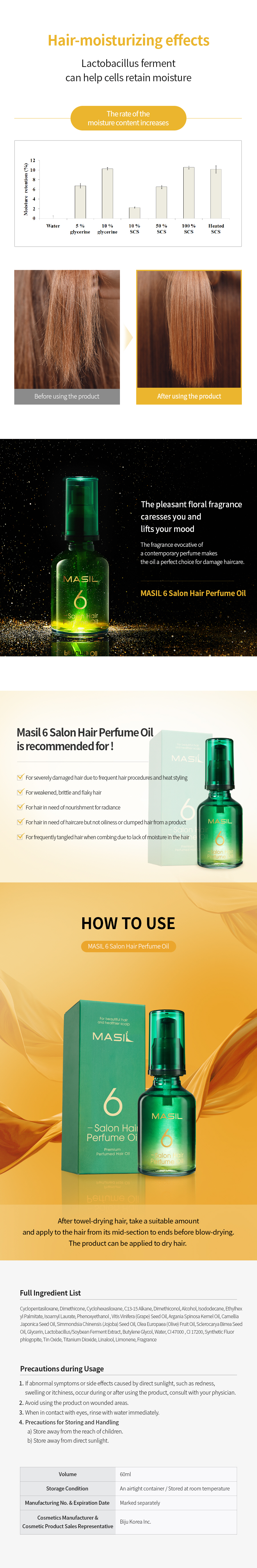 [MASIL] 6 Salon Hair Perfume Oil 50ml