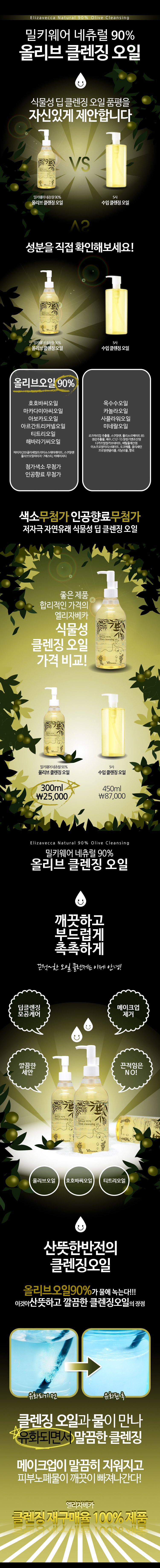 [Elizavecca] Natural 90% Olive Cleansing Oil 300ml