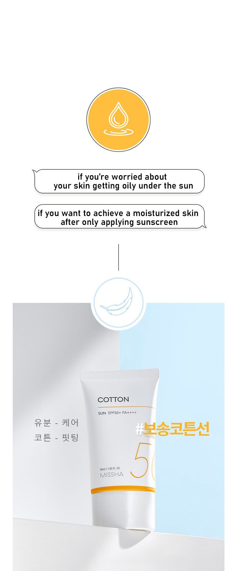 [Missha] All Around Safe Block Cotton Sun 50ml SPF50+ PA++++ 50ml