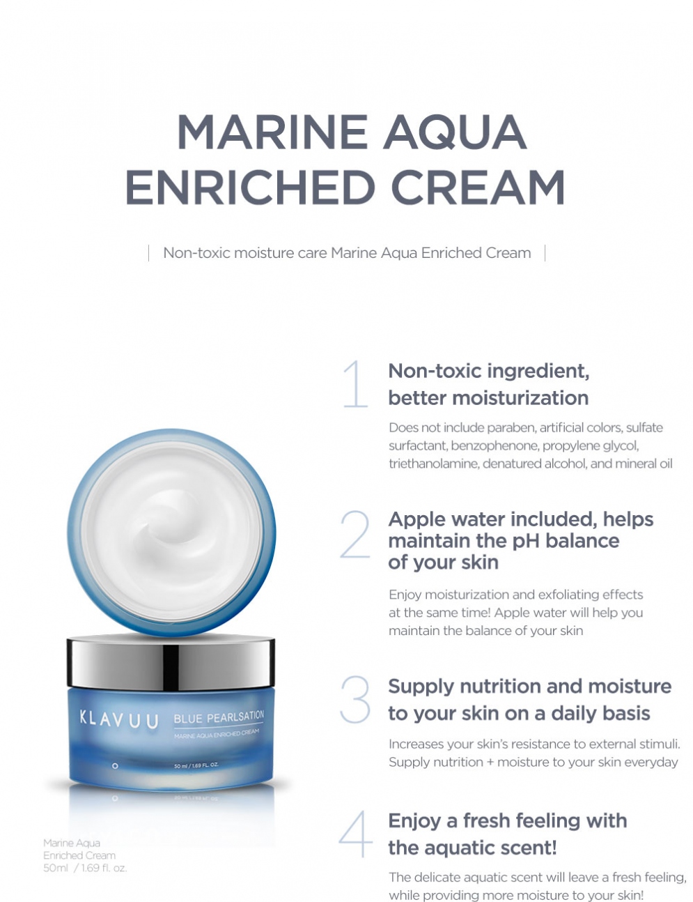 [KLAVUU] Blue Pearlsation Marine Aqua Enriched Cream 50ml