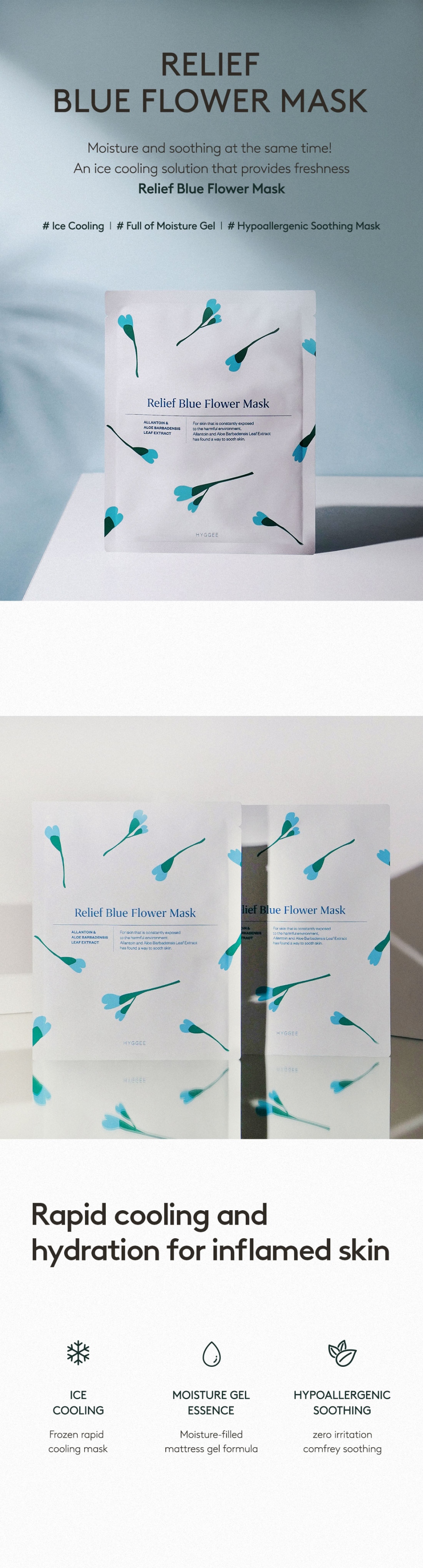 [HYGGEE] Relief Blue Flower Mask (10ea)