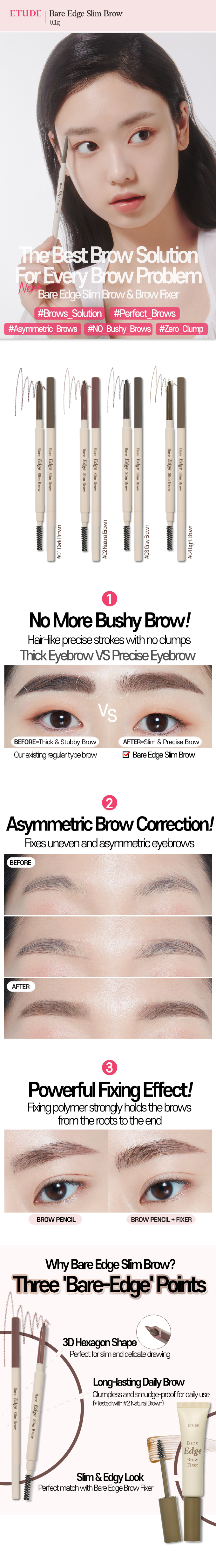 [ETUDE] Bare Edge Slim Brow (4 Colors)