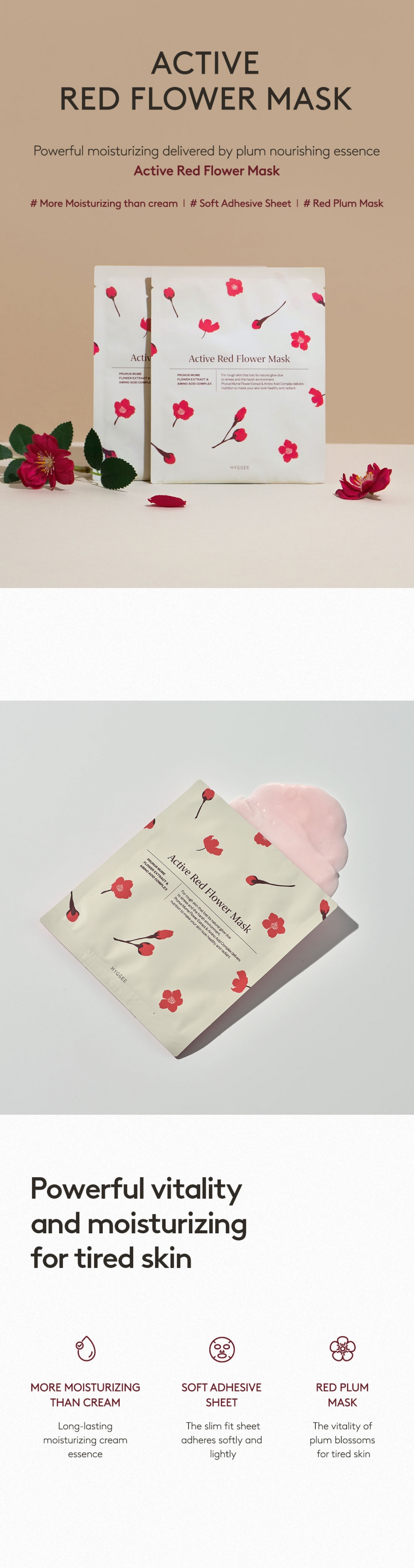 [HYGGEE] Active Red Flower Mask (10ea)