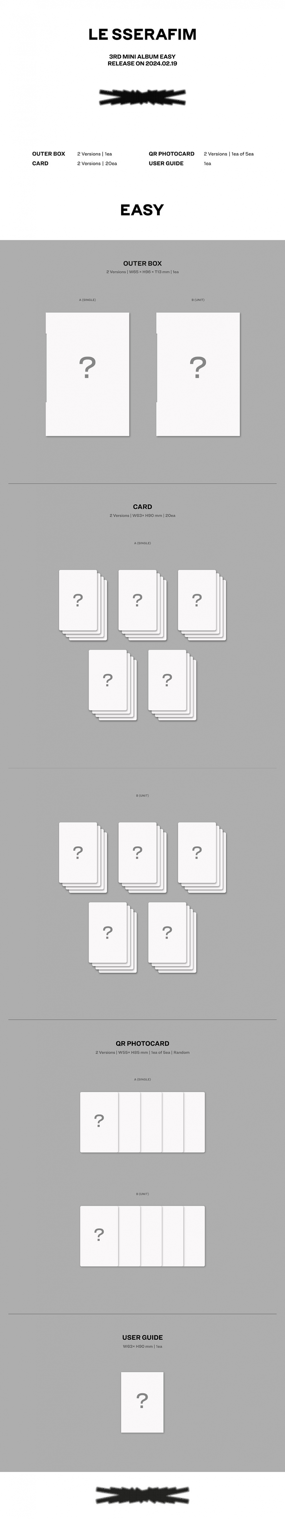 [K-POP] LE SSERAFIM 3RD MINI ALBUM - EASY (WEVERSE Ver.) (Random Ver.)