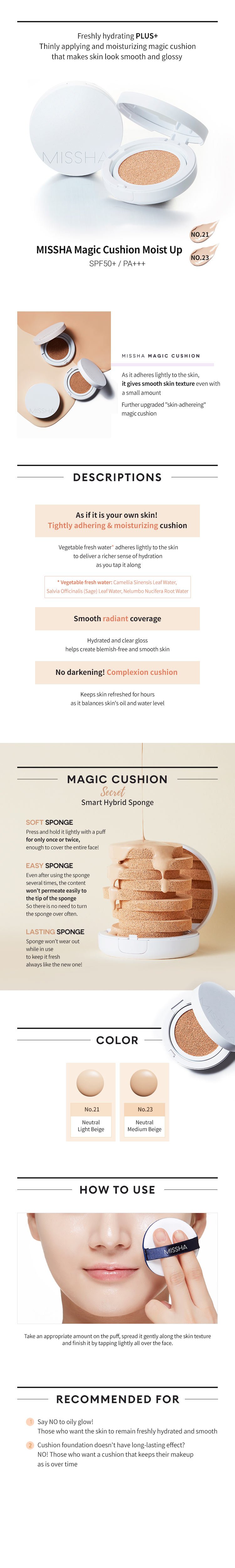 [Missha] Magic Cushion Moist Up SPF50+/PA+++ (2 Colors)