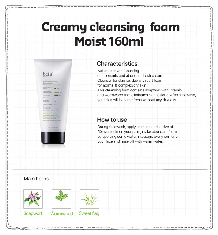 [belif] Creamy Cleansing Foam Moist 160ml