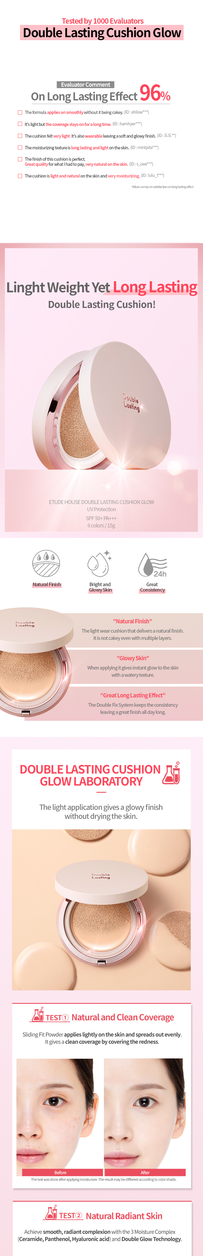 [ETUDE] Double Lasting Cushion Glow (2 Colors)