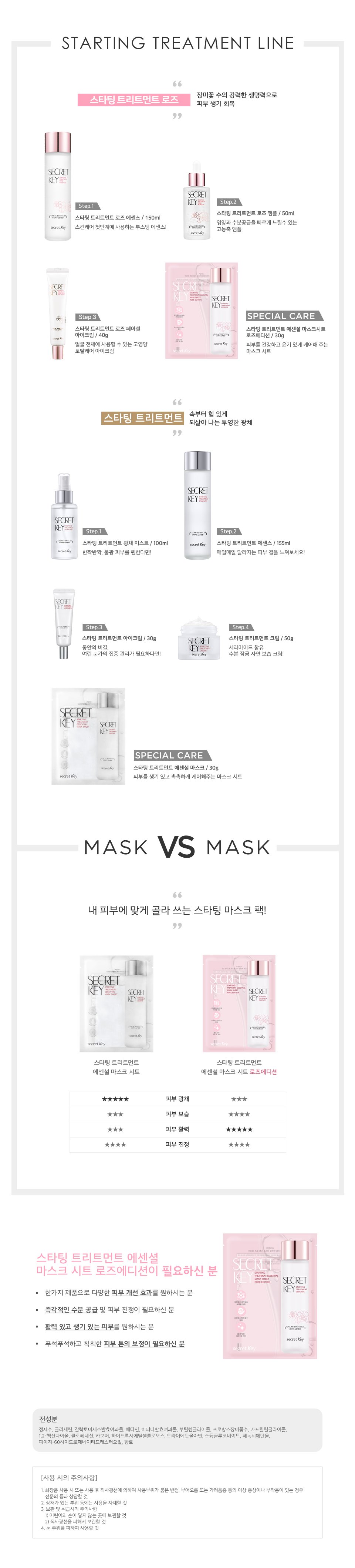 [Secret Key] Rose Edition Starting Treatment Essential Mask Sheet  (10ea)