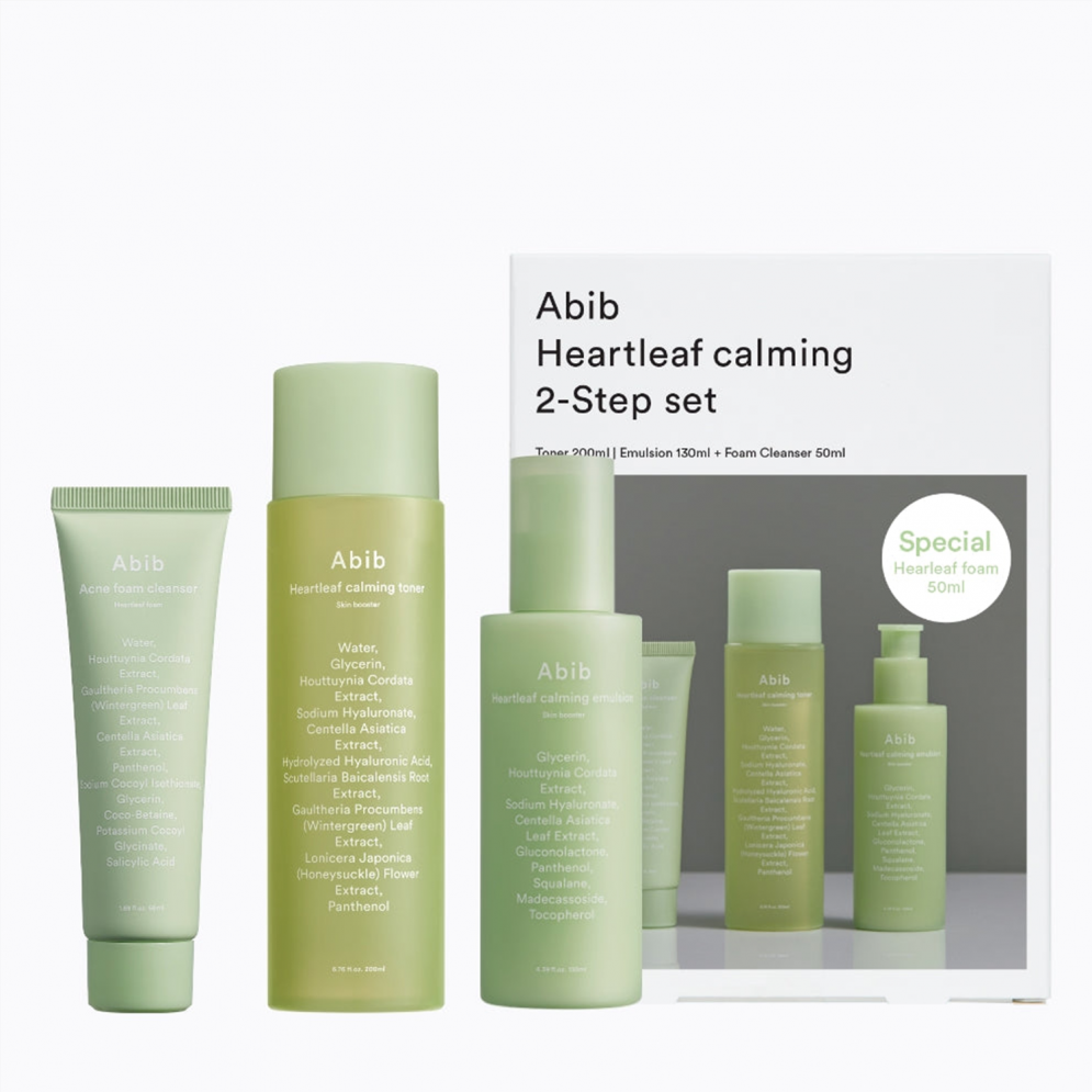 [Abib] Heartleaf Calming 2-step set(Toner 200ml+Emulsion 130ml+ Foam Cleanser 50ml)