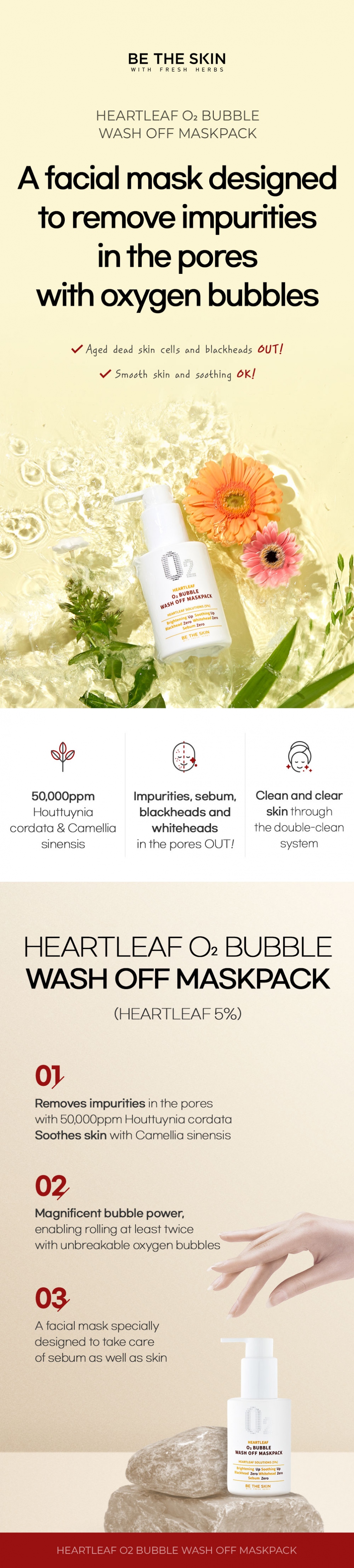 [Be The Skin] Heartleaf O2 Bubble wash off maskpack 120g