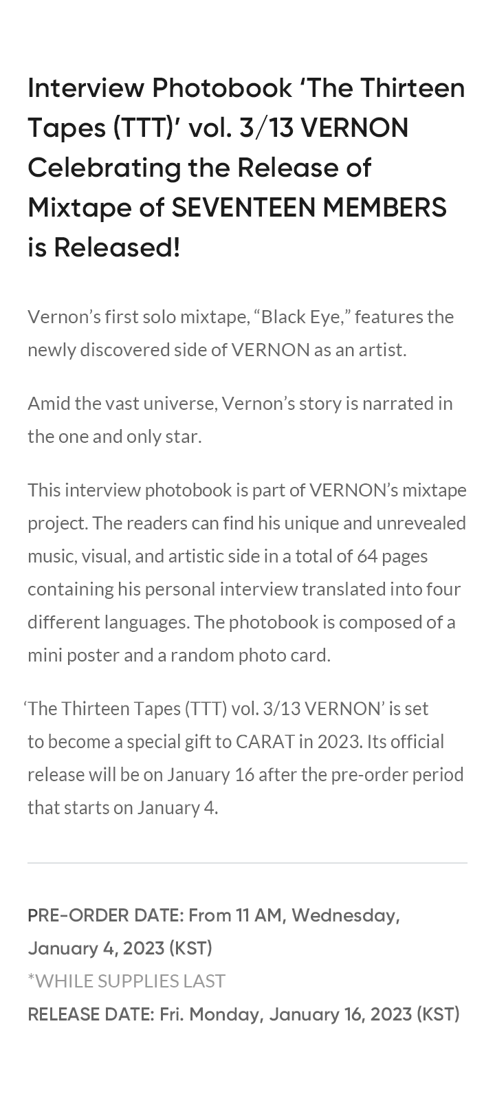 [K-POP] VERNON - The Thirteen Tapes (TTT) vol. 3/13