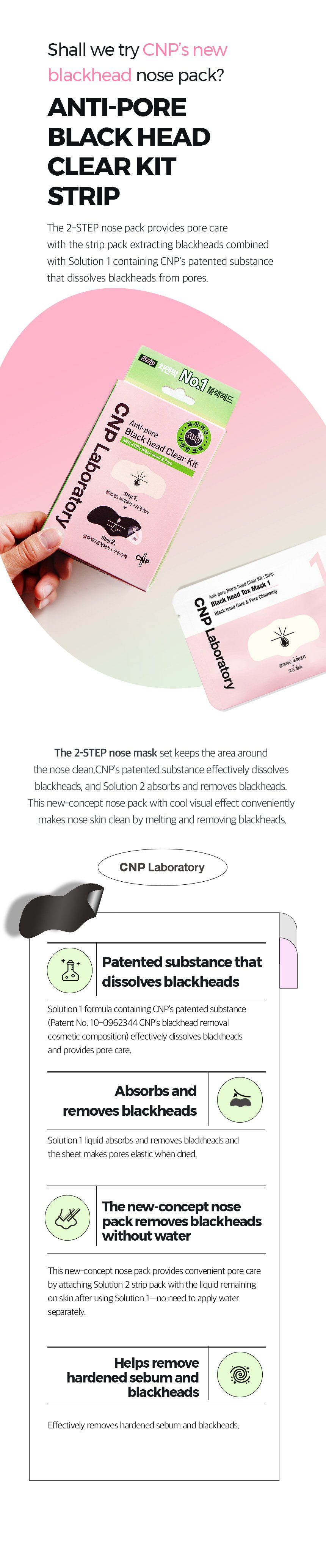 [CNP Laboratory] Anti-pore Black Head Clear Kit Strip (3 sheet sets)